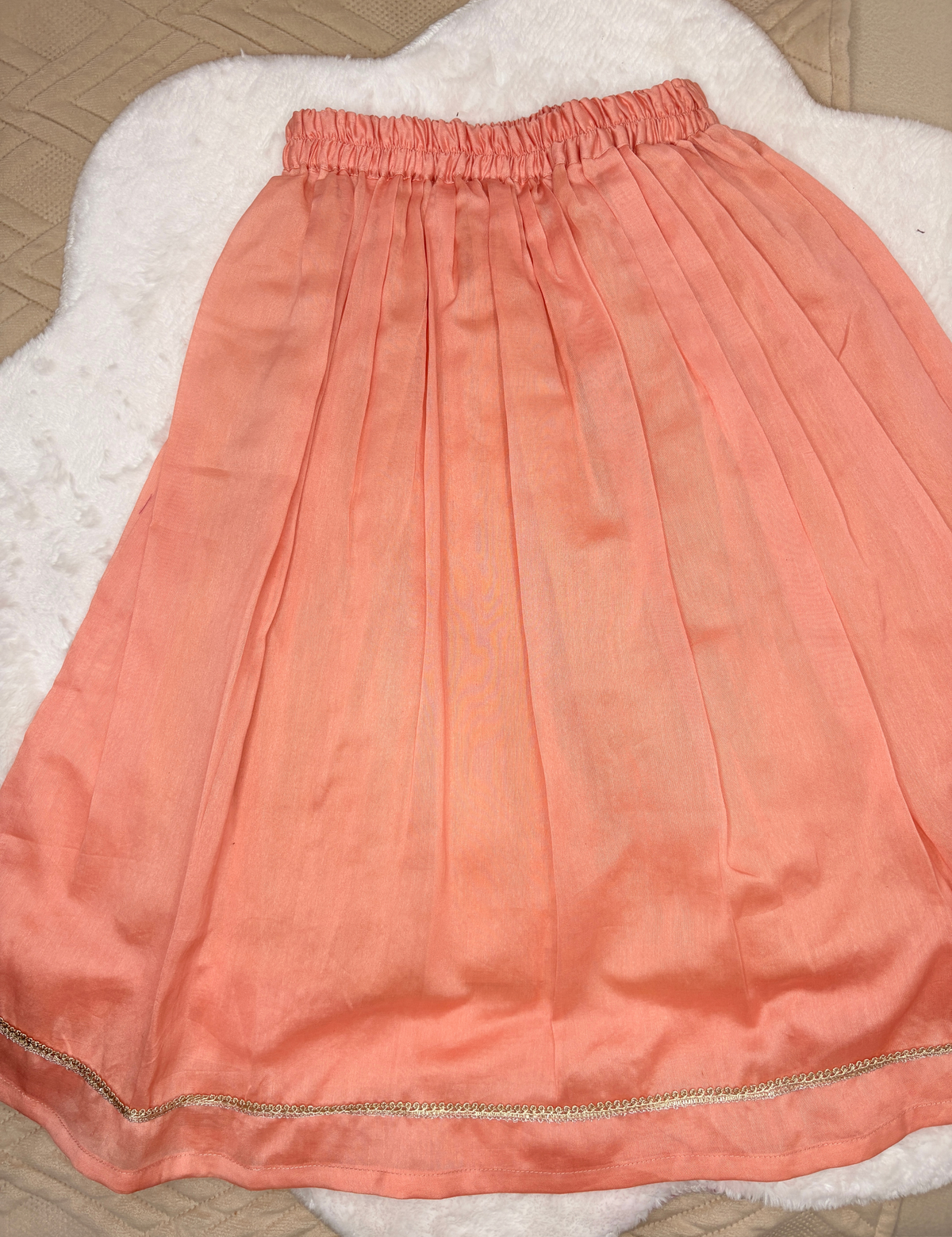 Peach Pure Chanderi Silk Hand-Embroidered Aari Lehenga Set