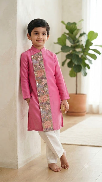 Pink Pure Chanderi Silk Kurta