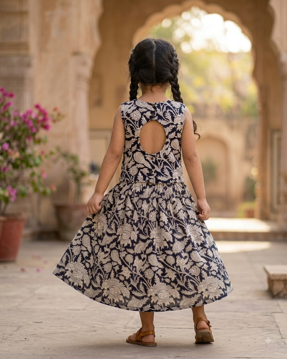 Handcrafted Jaipur Cotton Co-ord Top and Skirt