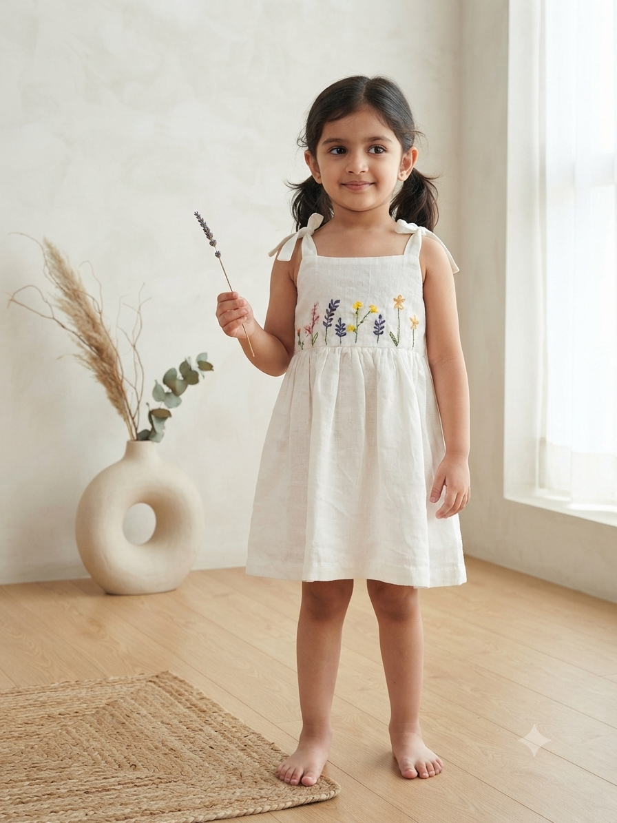 Meadow Floral Pure Linen Frock