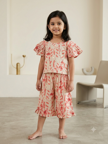 Coral Blush Modal Silk Co-ord Set