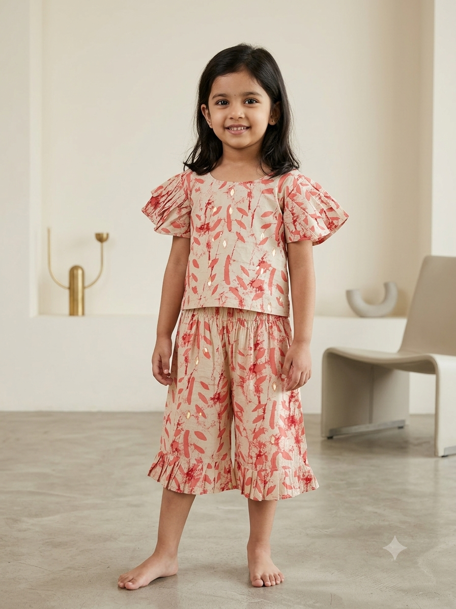 Coral Blush Modal Silk Co-ord Set