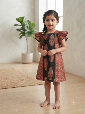 Cute Motif Ajrakh Cotton Dress