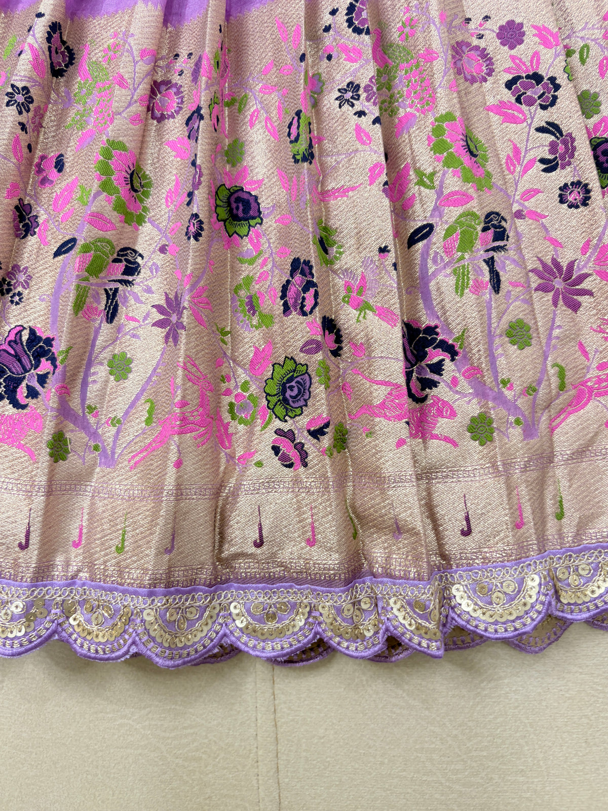 Lavender Paithani Woven Silk Handcrafted Frock