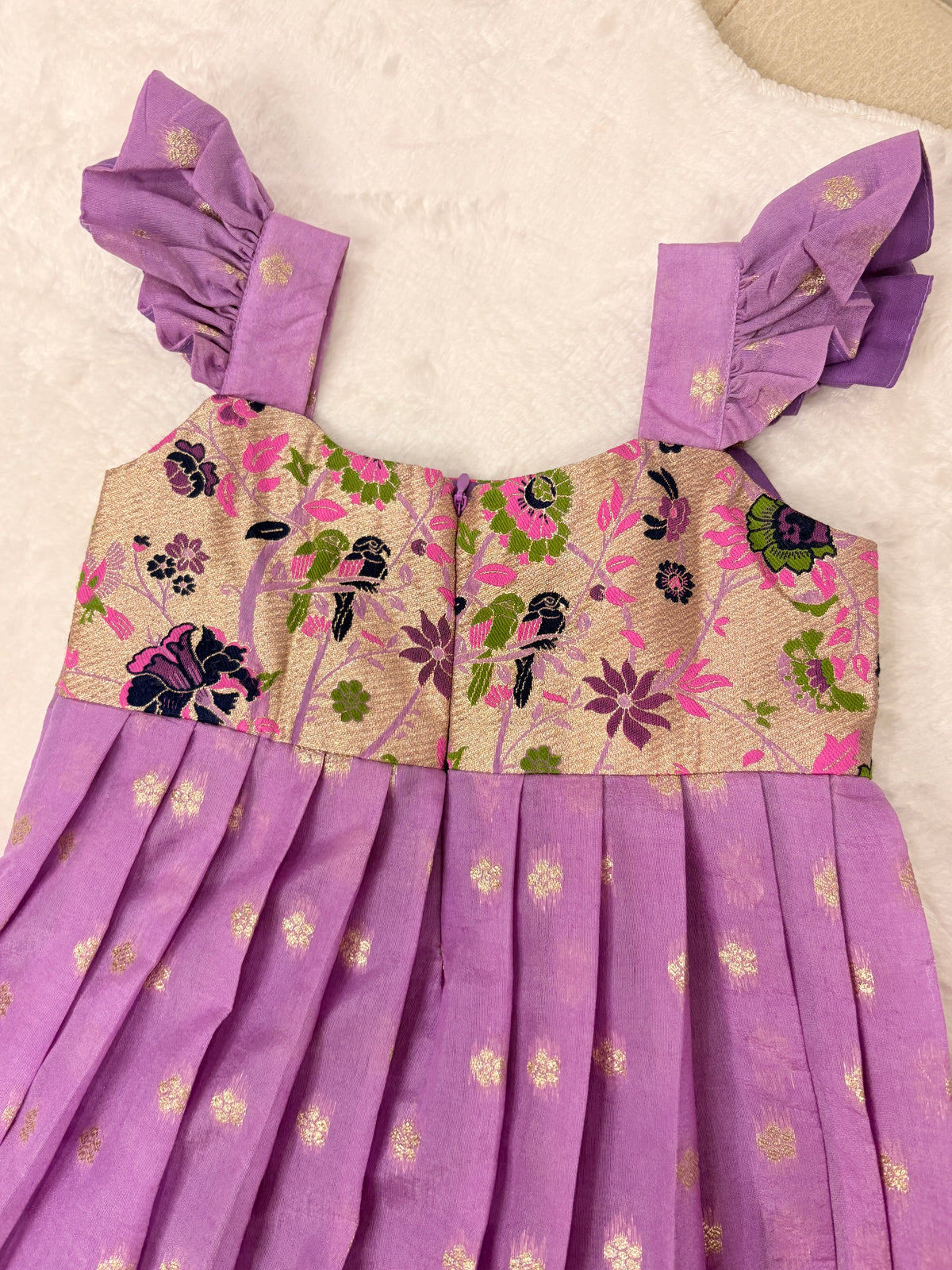 Lavender Paithani Woven Silk Handcrafted Frock