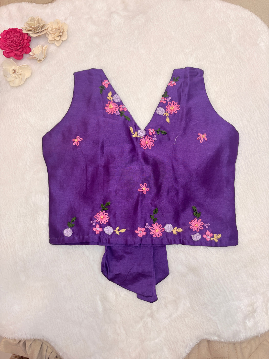 Royal Purple Pure Chanderi Hand-Embroidered Lehenga Choli