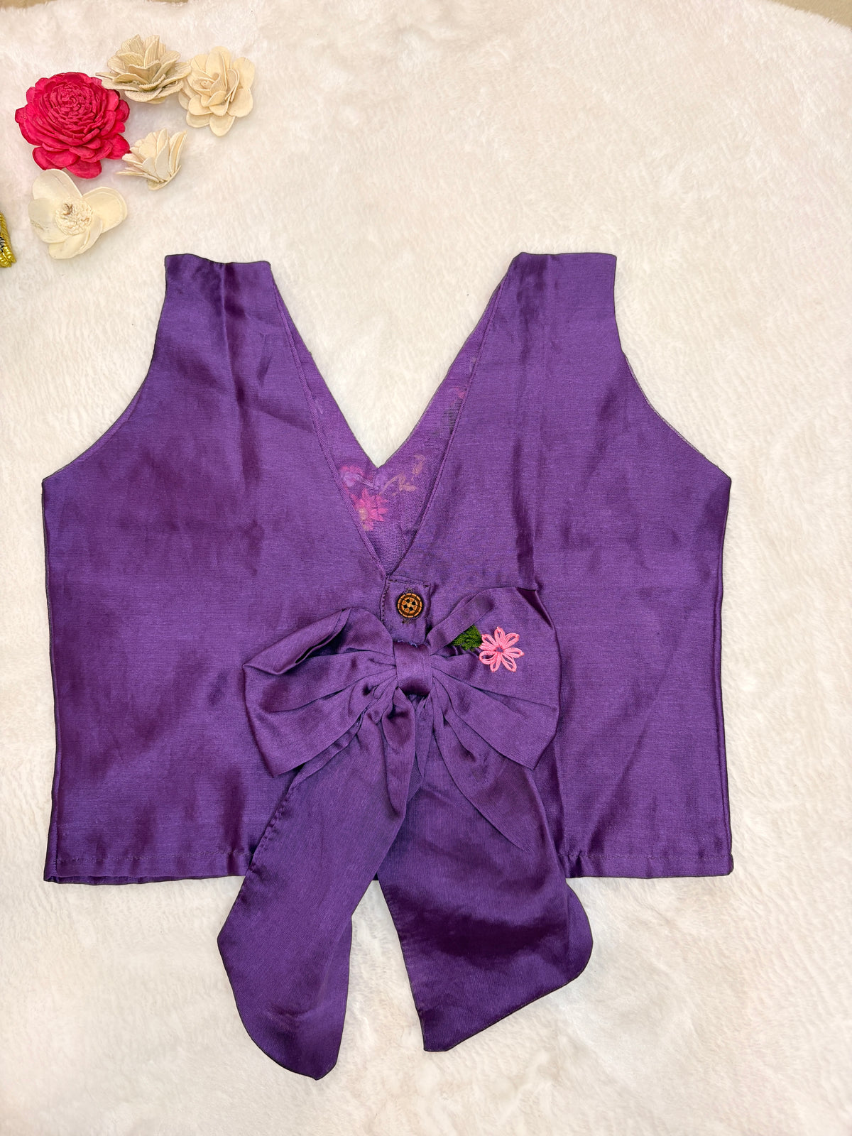 Royal Purple Pure Chanderi Hand-Embroidered Lehenga Choli