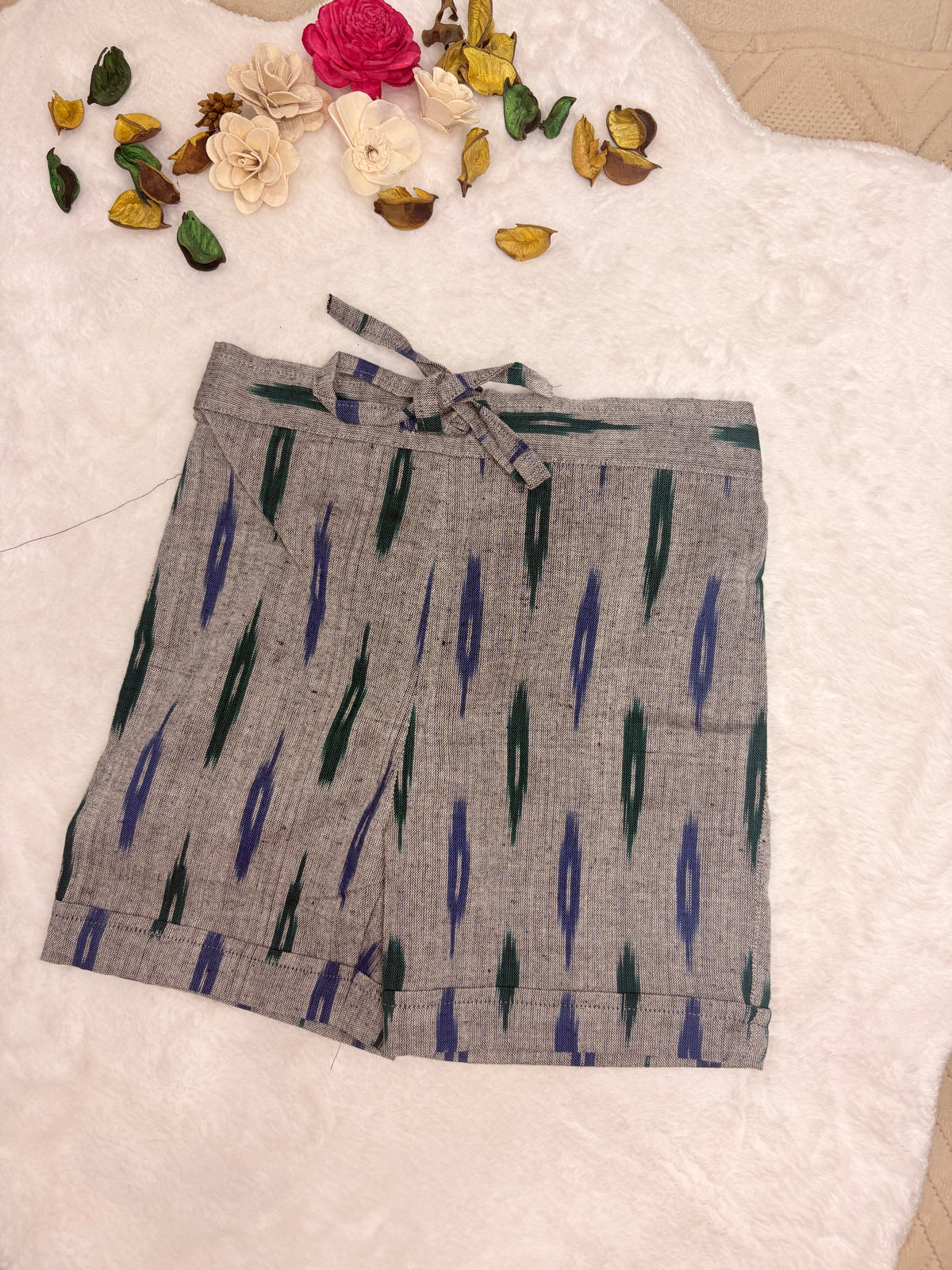 Grey & Teal Handloom Ikat Cotton Co-Ord Set