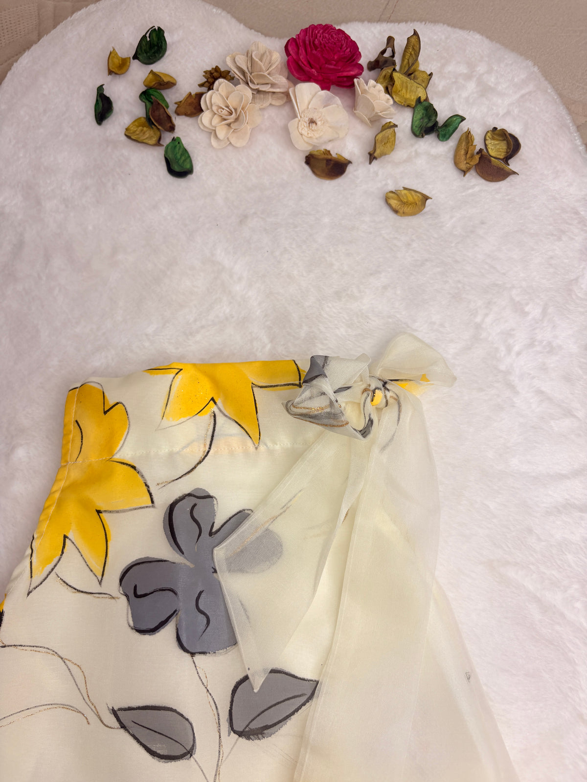 Hand-Painted Top-Tie Bow Organza Dress