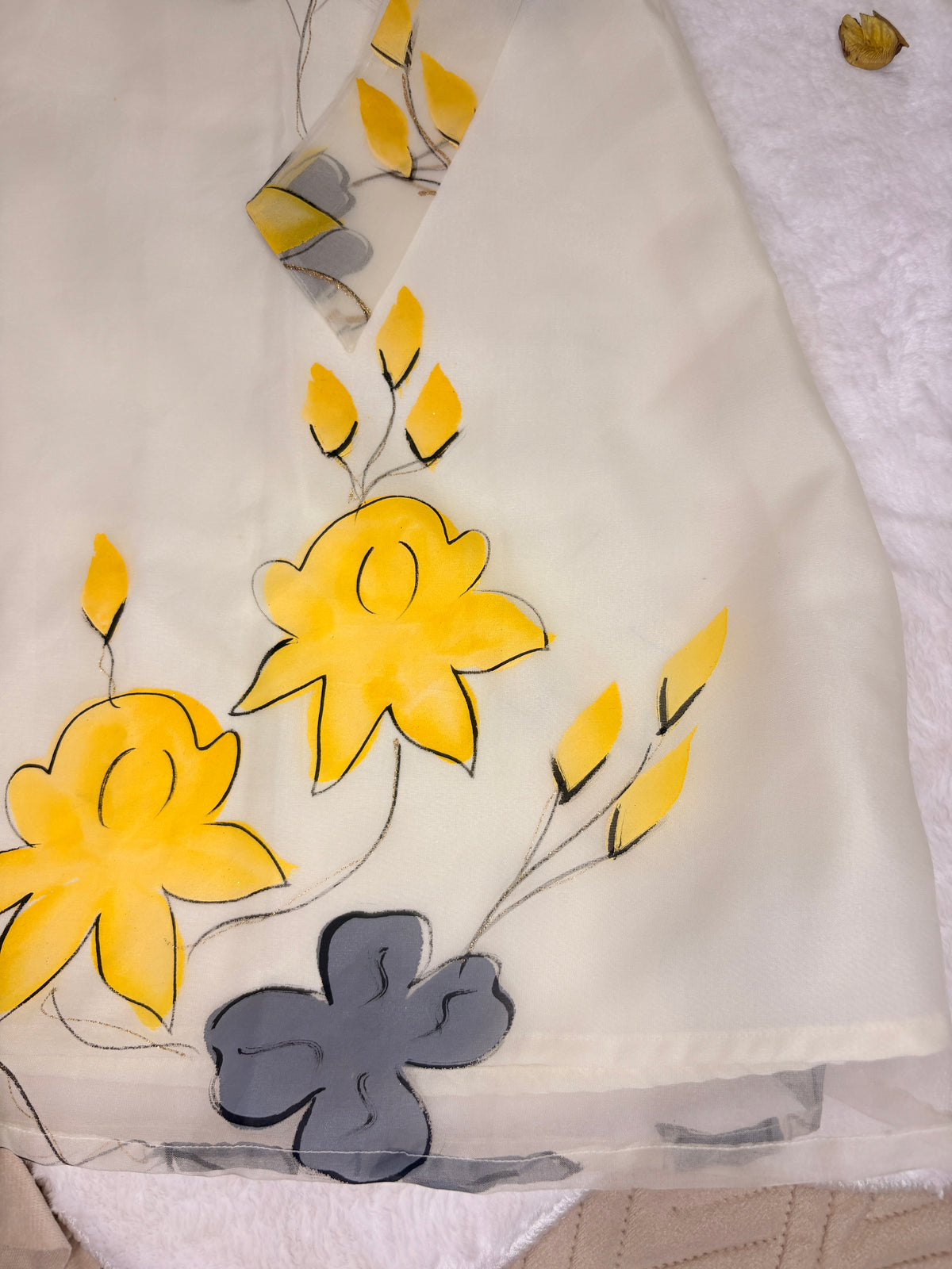 Hand-Painted Top-Tie Bow Organza Dress