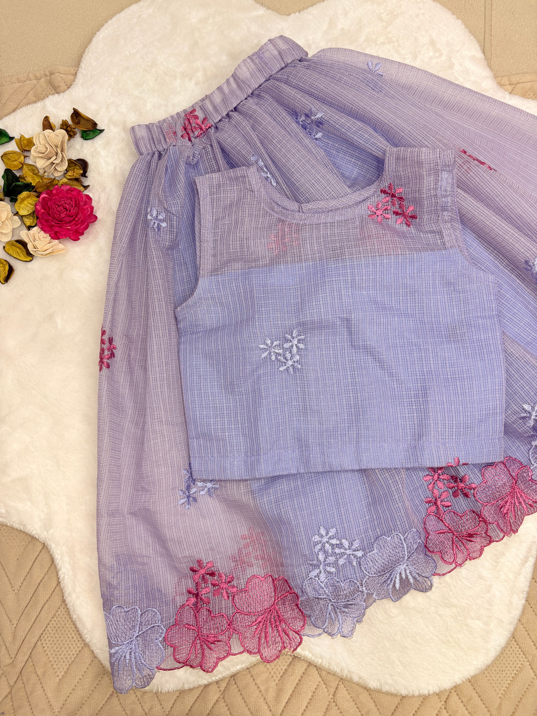 Enchanting Lavender Kota Floral Lehenga Set