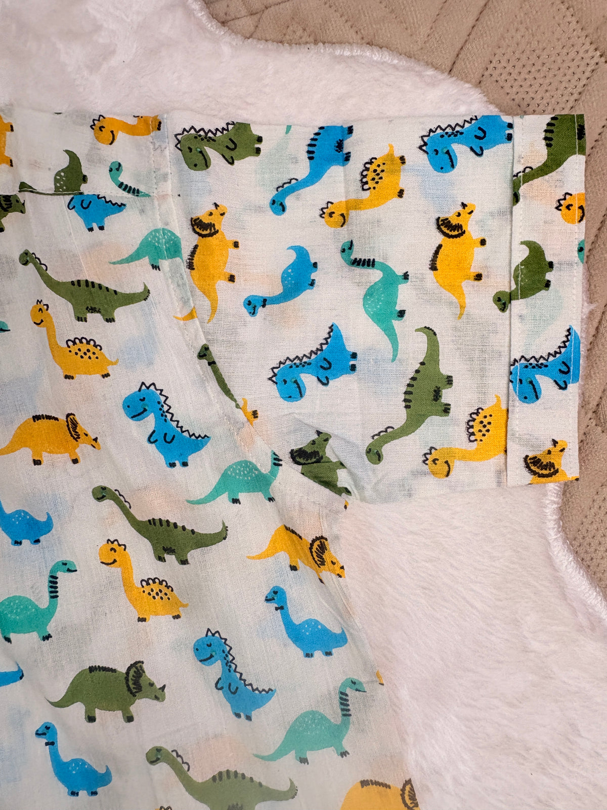 Playful Dinosaur Print Cotton Shirt