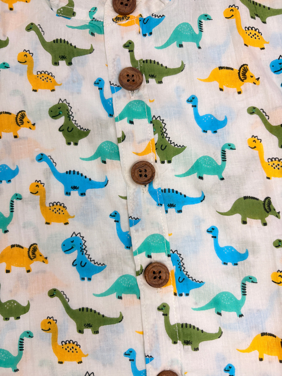 Playful Dinosaur Print Cotton Shirt