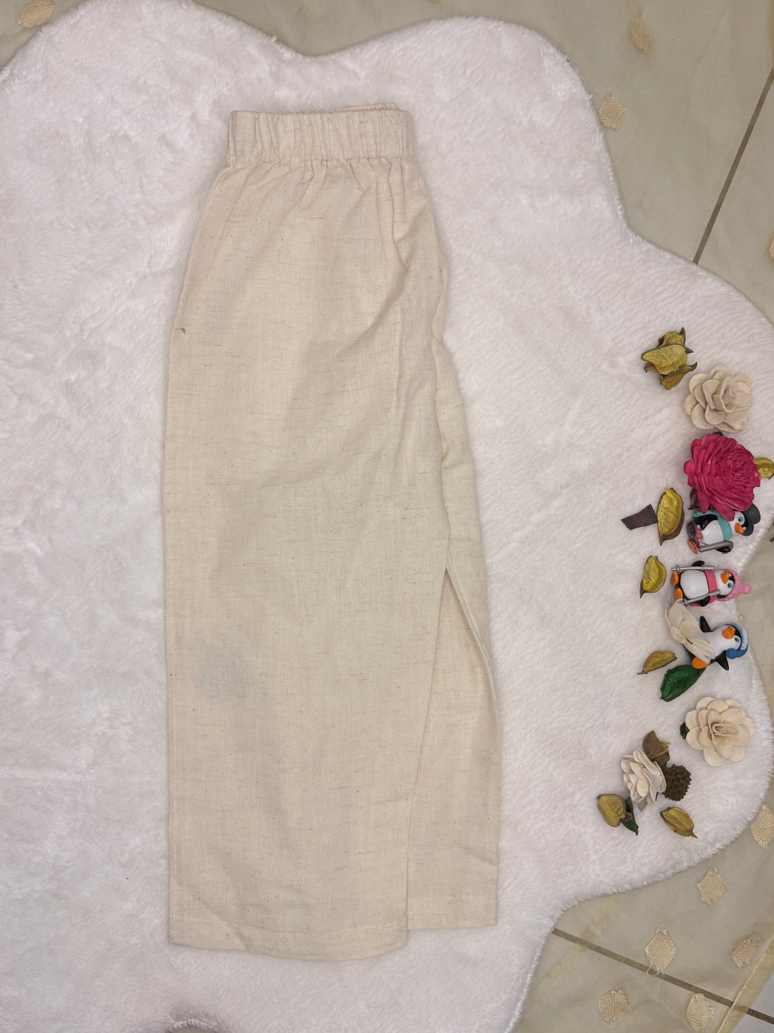 Blossom Pink Cotton Peplum Top & Linen Pant Set