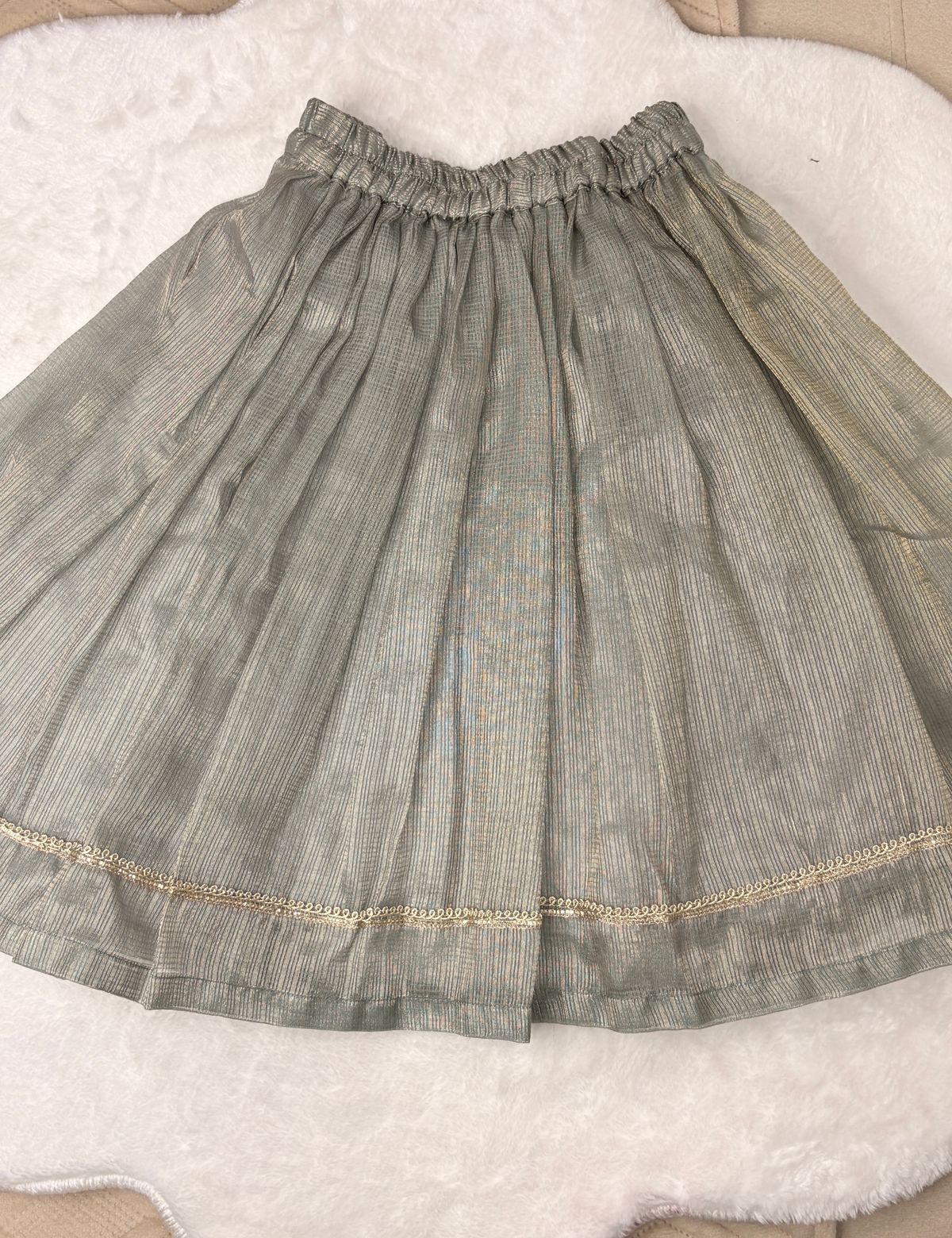 Unique Butterfly Hand-Embroidered Chanderi Top & Kota Silk Skirt Set