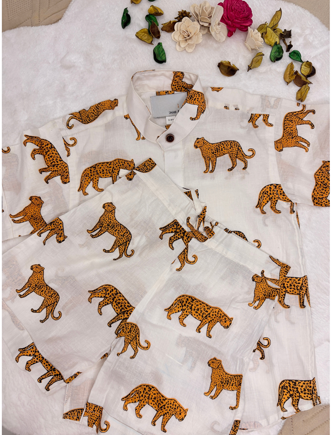 Pure Jaipur Cotton Leopard Hand-Block Co-ord Set for Boys